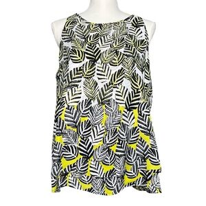 Jessica Rose Women’s Sleeveless Blouse Tank Yellow Black White Size Medium